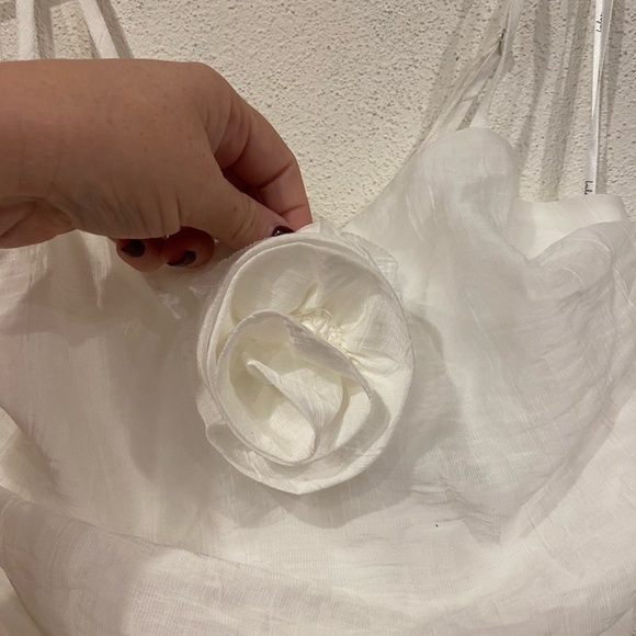 NWT Lulus Dream Elegance White Ruched Rosette Drop Waist Maxi Dress Size Medium - Picture 3 of 6